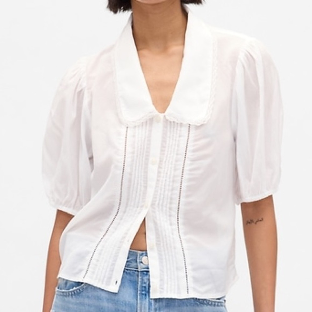 GAP Puff-Sleeve Collared Top